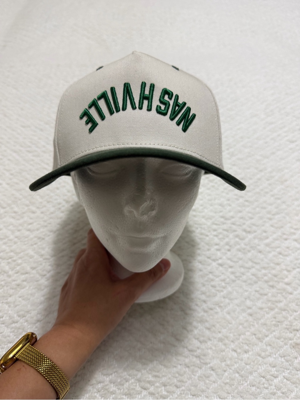 Nashville Upside Down SnapBack Hat Cap Cream/Green